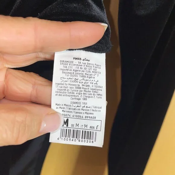 Pimkie Womens Body Suit Size Medium Black Velvet Mesh Stretch Casual New - Picture 6 of 9